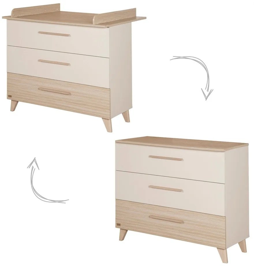 Kremowa/w naturalnym kolorze komoda dziecięca w dekorze dębu z przewijakiem 110x98x75 cm Sidney – Roba