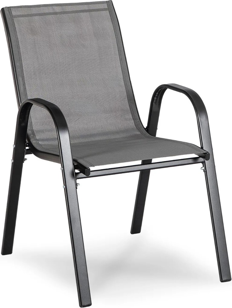 Zestaw Mebli Ogrodowych MINNESOTA Szary Ławka Krzesła Stolik Tarasowy Siatka Nowoczesny