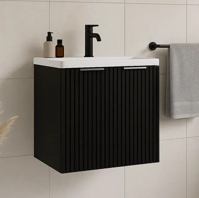 Czarna szafka dwudrzwiowa łazienkowa 60 cm S7-S19