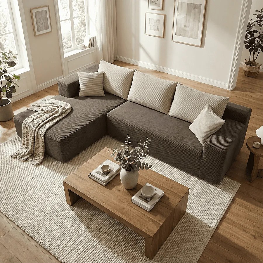 Sofa do salonu Luna 3-osobowa – brąz piaskowy lewa