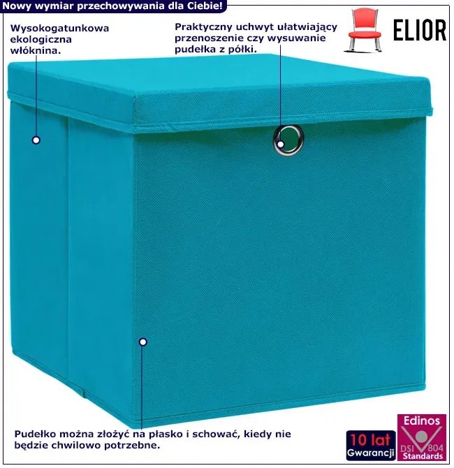 Składane błękitne pudełka do regału 4 sztuki E5-N81