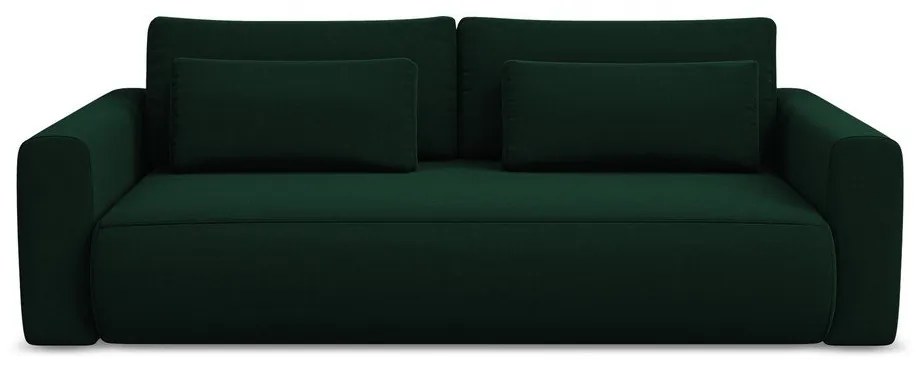 Zielona aksamitna rozkładana/ze schowkiem sofa 238 cm Kapua – Makamii