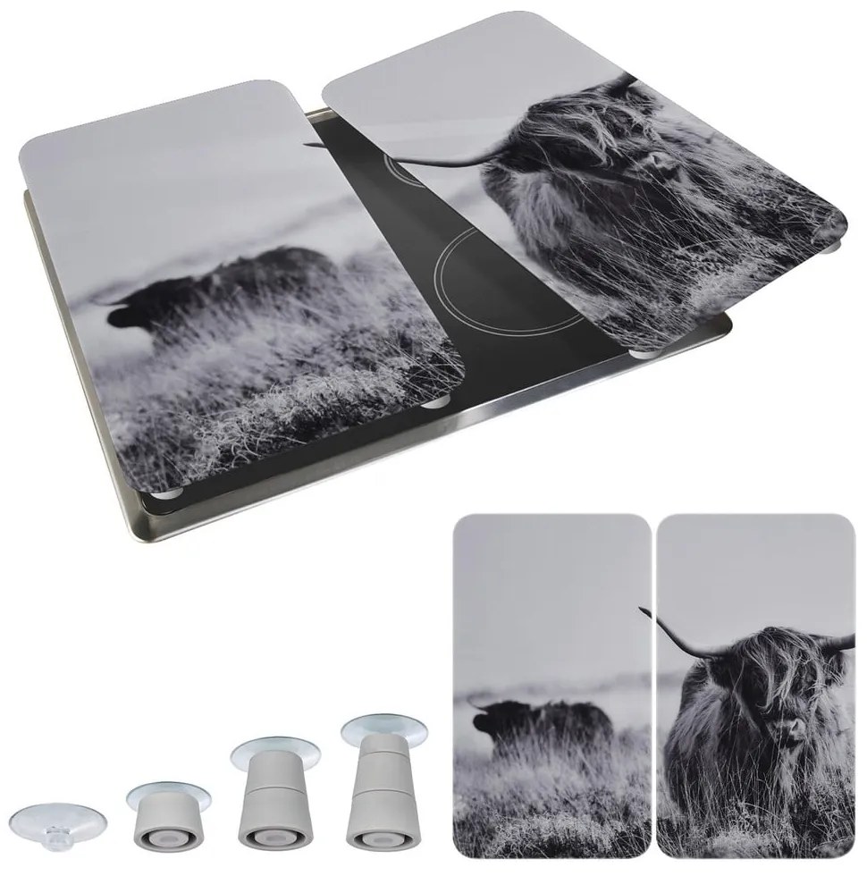 Płyty ochronne na kuchenkę ze szkła hartowanego zestaw 2 szt. 30x52 cm Universal Highland Cattle – Wenko
