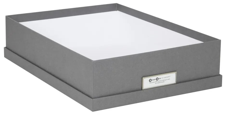 Szare pudełko na dokumenty z etykietą Bigso Box of Sweden Oskar, A4