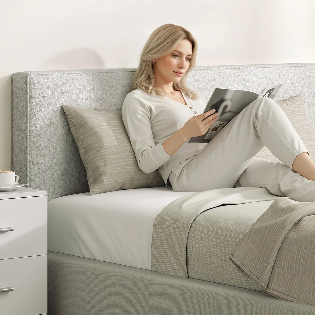 HOMCOM Zagłówek montowany na ścianie, pikowanie 160 x 10 x 60 cm, obicie z tkaniny, kremowy | Aosom PL