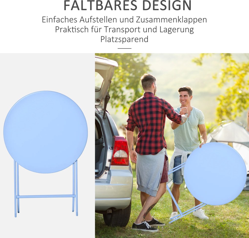 Outsunny 3-częściowy zestaw bistro Zestaw mebli balkonowych komplet mebli taras podwórko ogród na zewnątrz jasnoniebieski