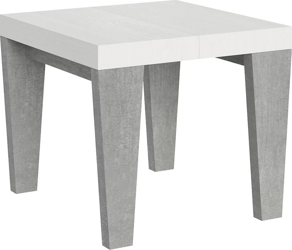 Stół rozkładany 90x90/246 cm Spimbo Mix Blat jesionowy biały - Nogi cementowe