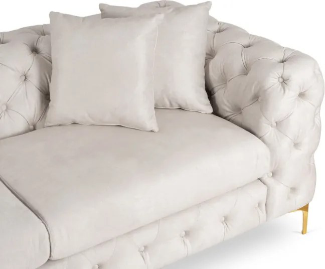 Sofa SORRENTO 3S Trzyosobowa Kremowa Welurowa Nowoczesna Glamour