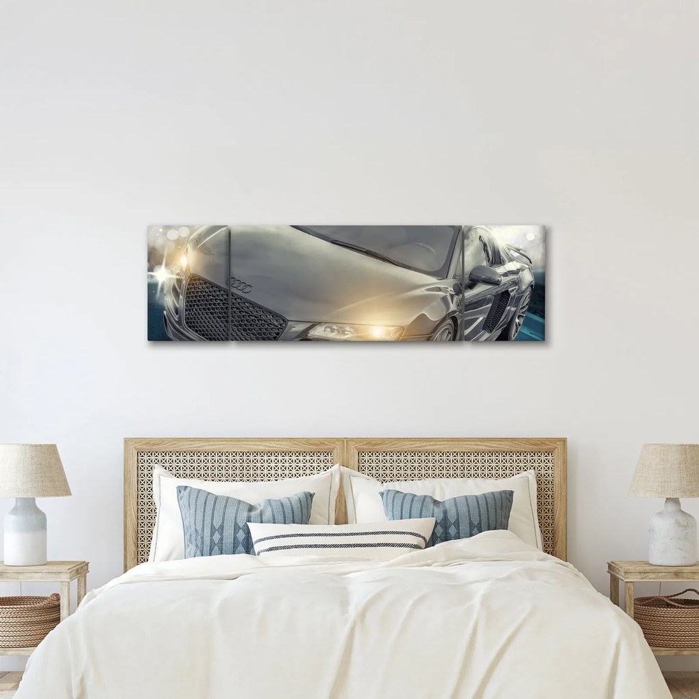 Obraz samochodu Audi - szary (170x50 cm)