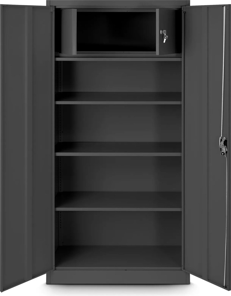 Dwudrzwiowa szafa aktowa z sejfem Tomasz 90x45x185 cm antracyt