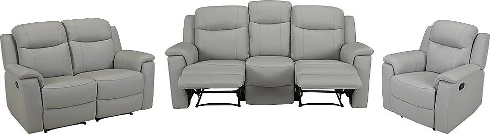 Kanapa 3+2+1 z funkcją relax EVASION ze skóry – Kolor jasnoszary