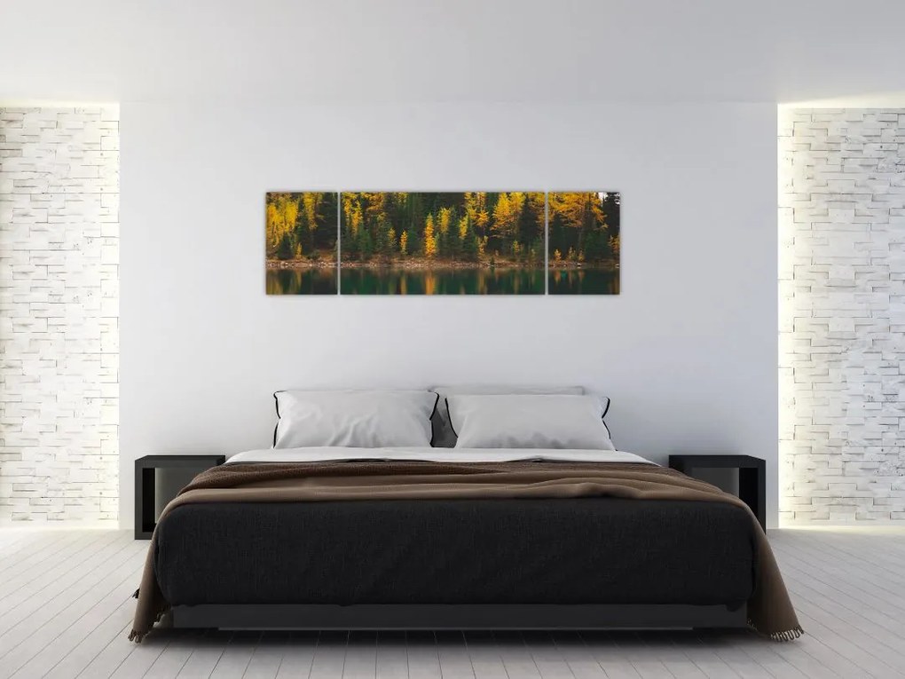 Obraz leśnego jeziora (170x50 cm)