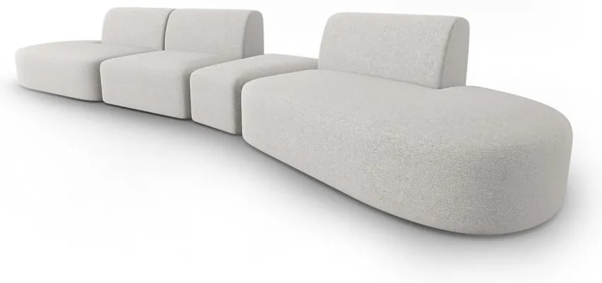 Jasnoszara sofa z tkaniny szenilowej prawostronna 428 cm Paolo – Milo Casa