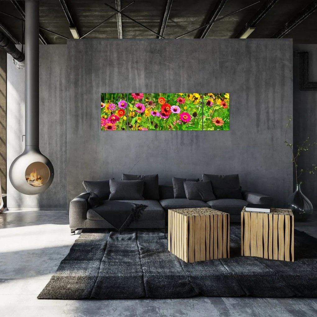 Obraz kwiatów polnych (170x50 cm)