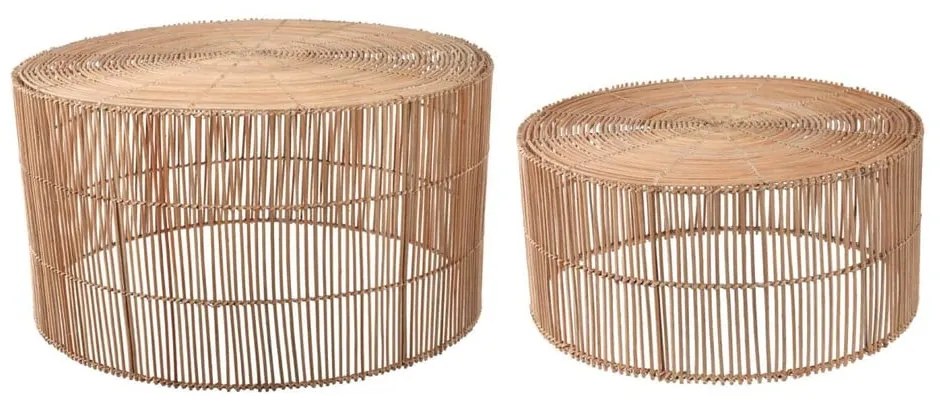Rattanowe okrągłe stoliki zestaw 2 szt. w naturalnym kolorze ø 66 cm Elmima – Kave Home
