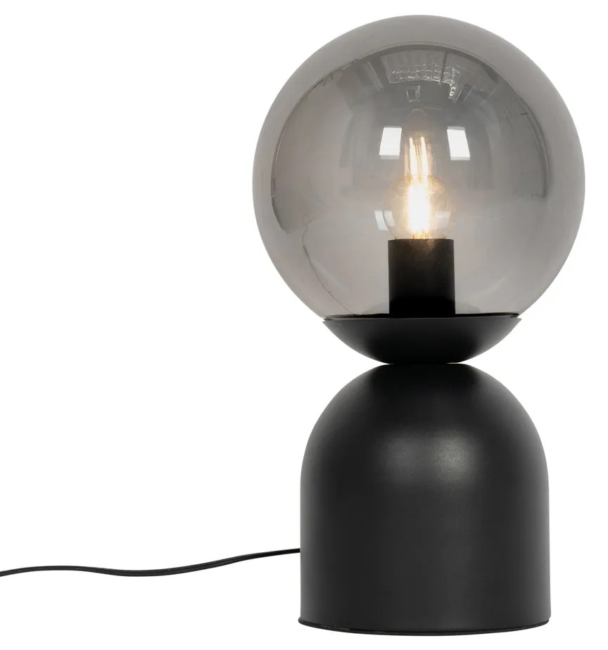 Lampa stołowa w stylu hotelowym czarna z przydymionym szkłem - Pallon TrendElegancki hotelowy Oswietlenie wewnetrzne
