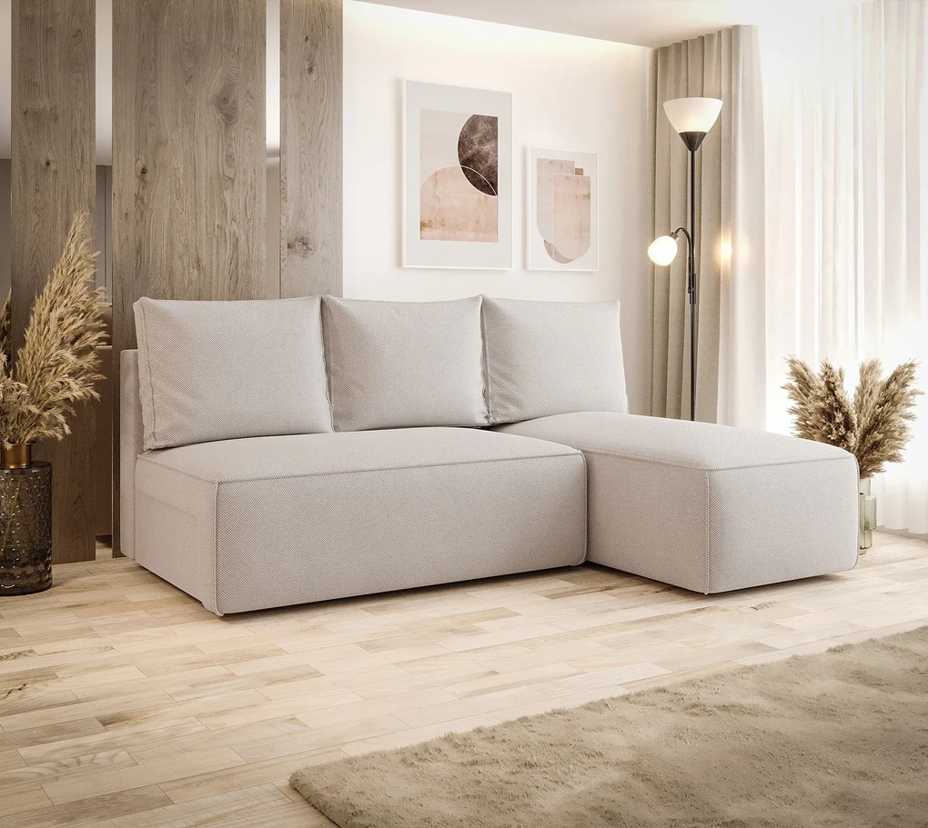 Kremowy narożnik rozkładany z pojemnikiem N9-K34