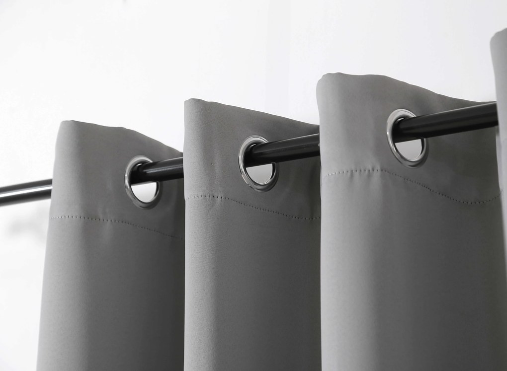 Szara zasłona OXFORD 140x270 cm Zawieszanie: Taśma z wiązaniami