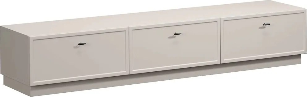 Szafka RTV Lorini 200 cm z szufladami - kaszmir / czarne uchwyty T-bar