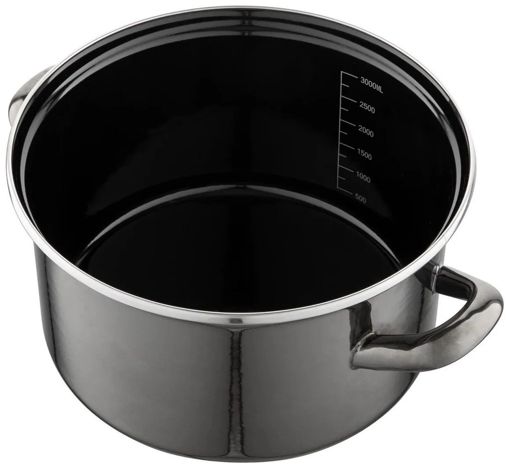 Emaliowany garnek z pokrywką 3,3 l, czarny