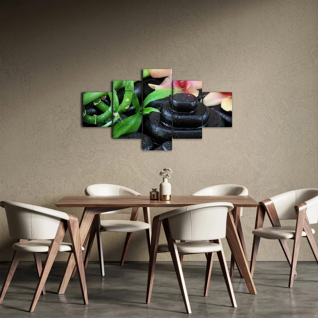 Obraz - Kamienie i orchidee (125x70 cm)