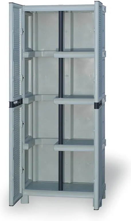 Plastikowa szafa gospodarcza na akcesoria do sprzątania, 700 x 390 x 1720 mm, szary