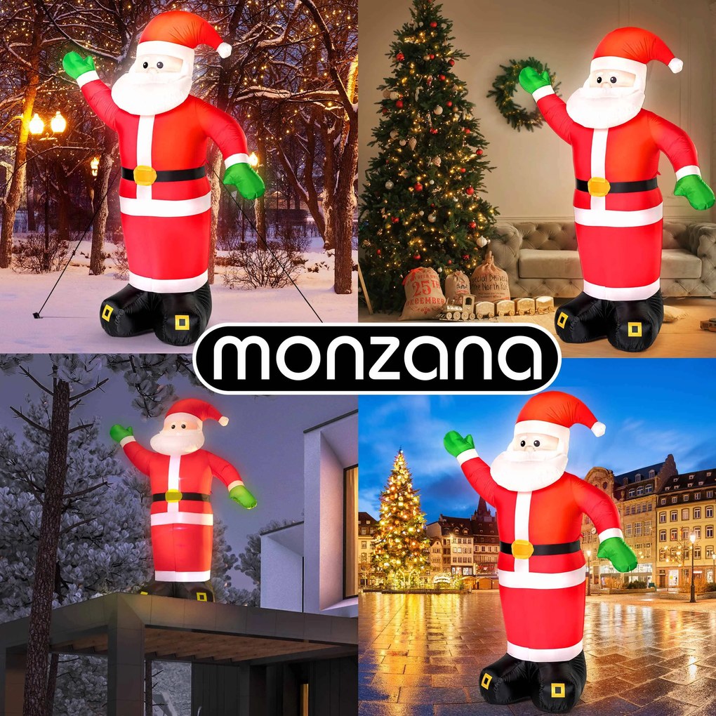 Monzana Nadmuchiwany Mikołaj z oświetleniem, 250cm, czerwona