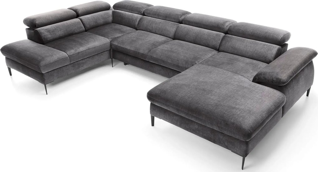 Szary duży narożnik z funkcją spania L8-R08