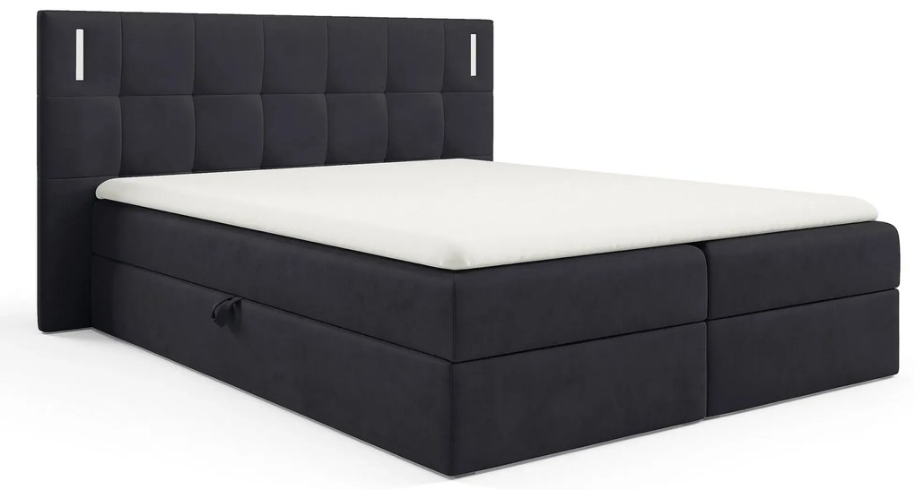 Czarne łóżko kontynentalne z pojemnikami 5 rozmiarówc P0-G23