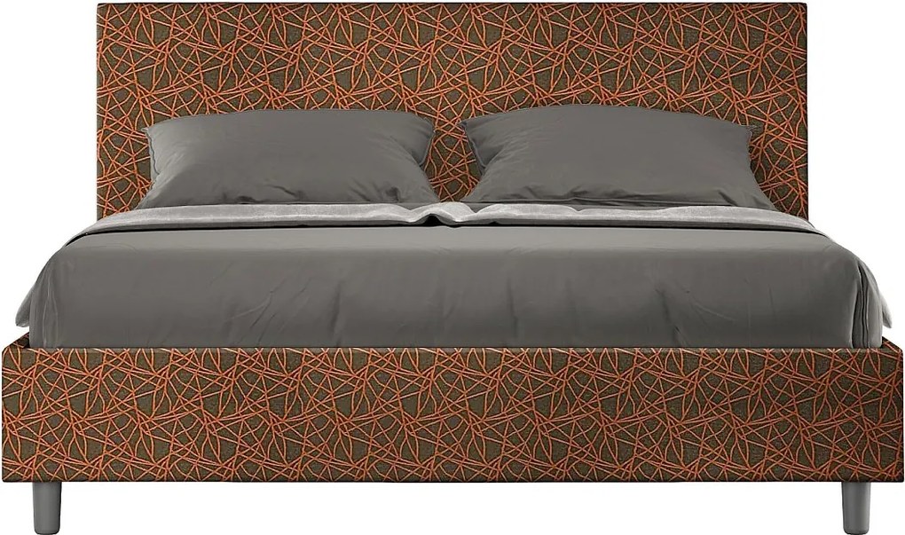 Łóżko bez stelaża tapicerowane 160x200 tkaniny Era 04 Pomarańczowy Adele