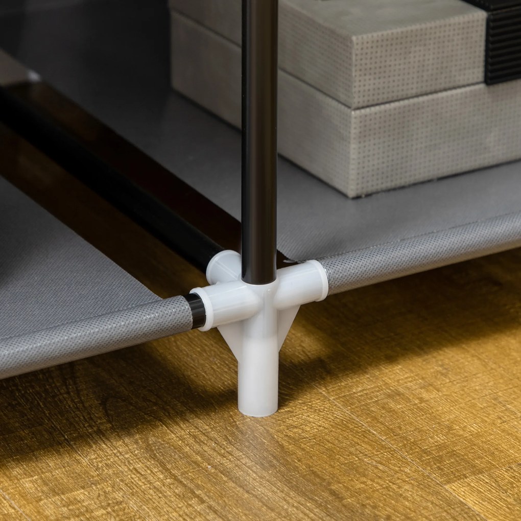 HOMCOM Szafa Materiałowa, Rozwiązanie do Przechowywania, 6 Półek, 1 Drążek na Ubrania, Ciemnoszary