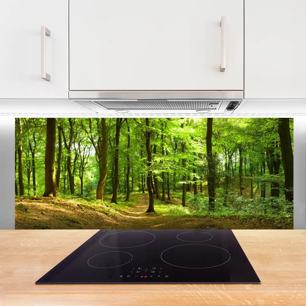 Szkło do Kuchni na Ścianę Ścieżka Przez Dziki Las