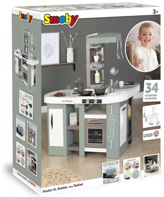Smoby mini tefal studio kuchnia bubble xl + 34 akcesoria