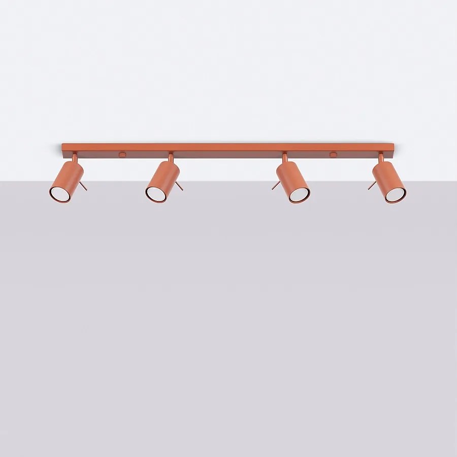 Lampa sufitowa nowoczesny Briix, stal - 4 źródło światła 4000K - L.81 x H.17 cm - ochra czerwona