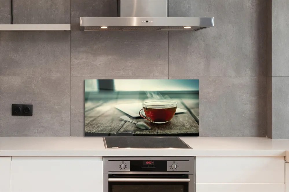 Szklany Panel Chwila z Ciepłą Herbatą