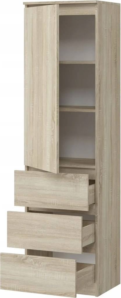 Szafa jednodrzwiowa z szufladami i półkami dąb sonoma K2-G23