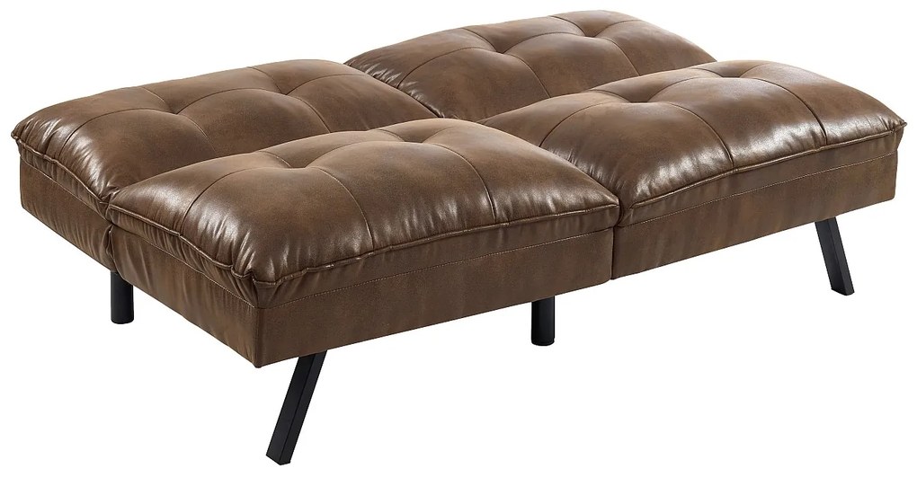 Kanapa rozkładana 3-osobowa z brązowej postarzanej mikrofibry - PEGULA II