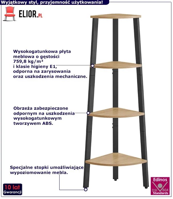 Loftowy narożny regał drewno metal dąb sonoma - Cassine 3X