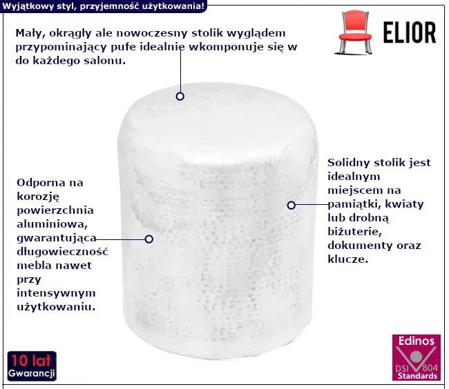 Srebrny stolik kawowy - Emes