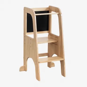 Wieża Do Nauki Z Drewna Sosnowego Sendoa Kids Brązowy Naturalne Drewno - Sklum