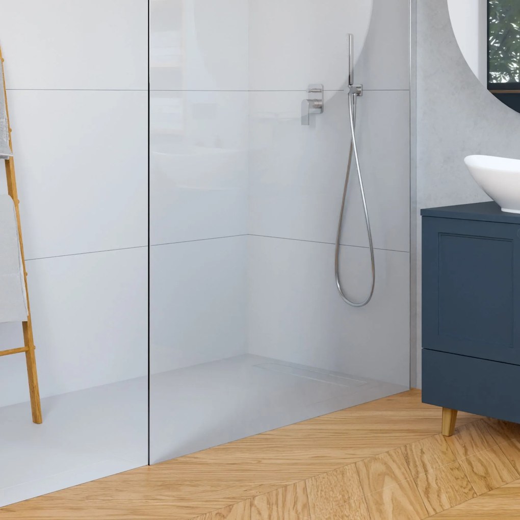 Ścianka prysznicowa WALK IN FIX przezroczysta prostokątna 8 mm Molis Classic Clear MASSI | rożne rozmiary : Kolor profili kabiny - chrom / srebrny, Szerokość ścianki - 70 cm, Typ montażu - WALK in FIX (Do ściany)