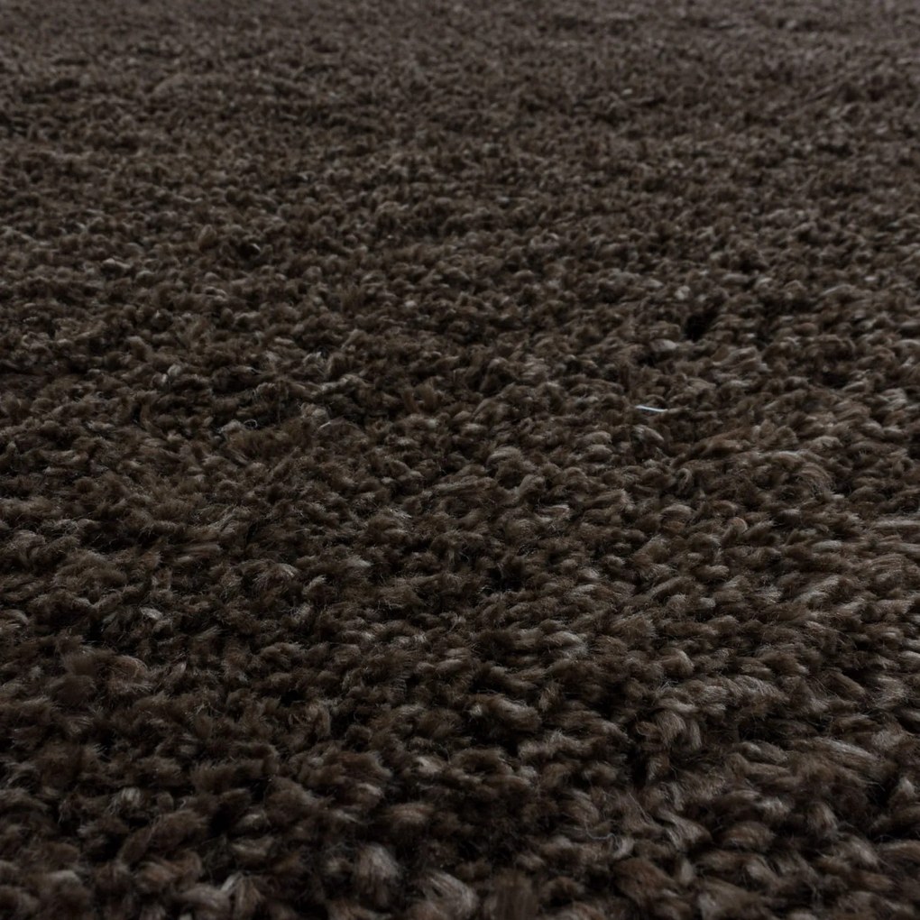 Dywan shaggy Fluffy Super Soft ciemny brąz koło 200 cm x 200 cm