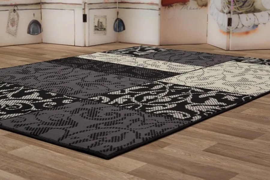 Dywan nowoczesny Luna Elements  Patchwork Czarny 140 cm x 200 cm