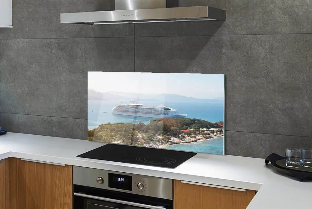 Szkło do Kuchni na Ścianę Statek przy Wyspie w Górach