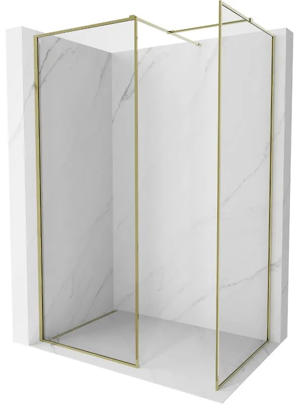 Mexen Kioto-XF ścianka prysznicowa Walk-in z ramką 110 x 110 cm, transparent 10 mm, złota - 800-110-202-04-50-110-XF