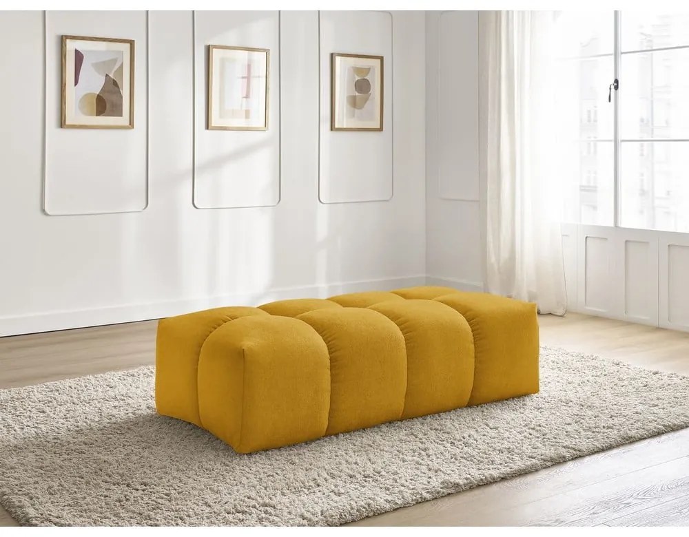 Musztardowy podnóżek z materiału bouclé Everest – Bobochic Paris
