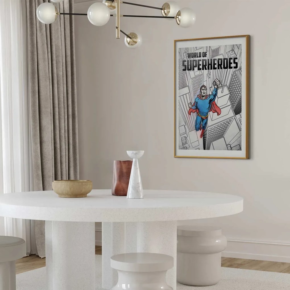 Plakat Superheroes 29,7x42 cm z ramą złotą z marginesem ARTGEIST B