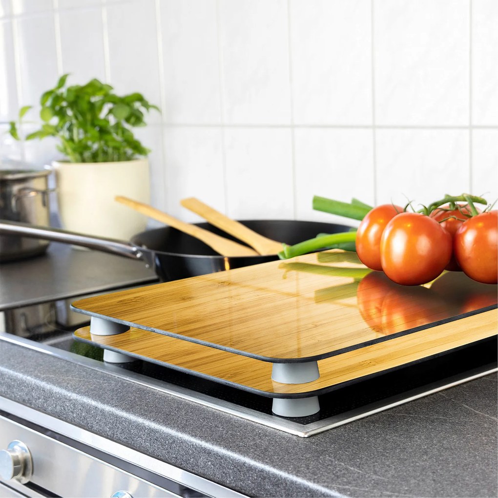 Szklane płyty ochronne WOODEN LOOK na kuchenkę – 2 sztuki, WENKO