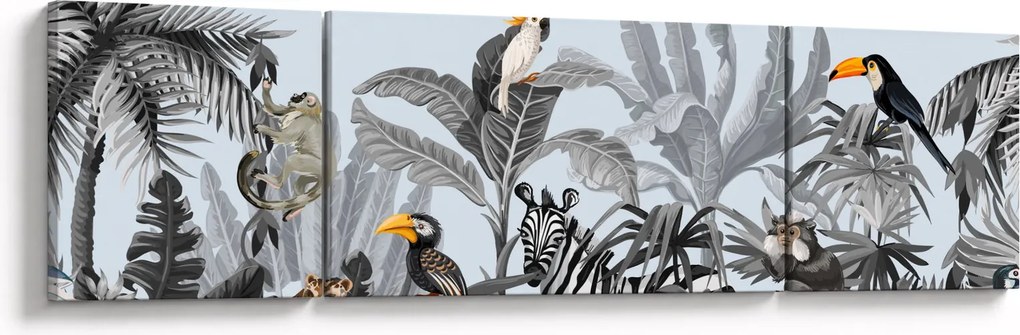 Obraz zwierząt w tropikalnym lesie (170x50 cm)