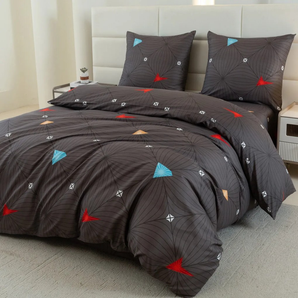 PrzytulneMieszkanie.pl PrzytulneMieszkanie.pl Pościel z mikrofibry ORBITA ciemnoszara Rozmiar pościeli: 2 szt 70 x 80 cm | 160 x 200 cm